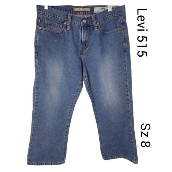 Levi 515 Capri Denim Jeans Sz 8 Mid Rise Cropped Jeans Rolled or Unrolled - Picture 1 of 7